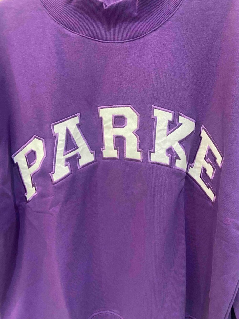 PARKE Oversized Purple High Neck Varsity Pullover - Picture 3 of 6